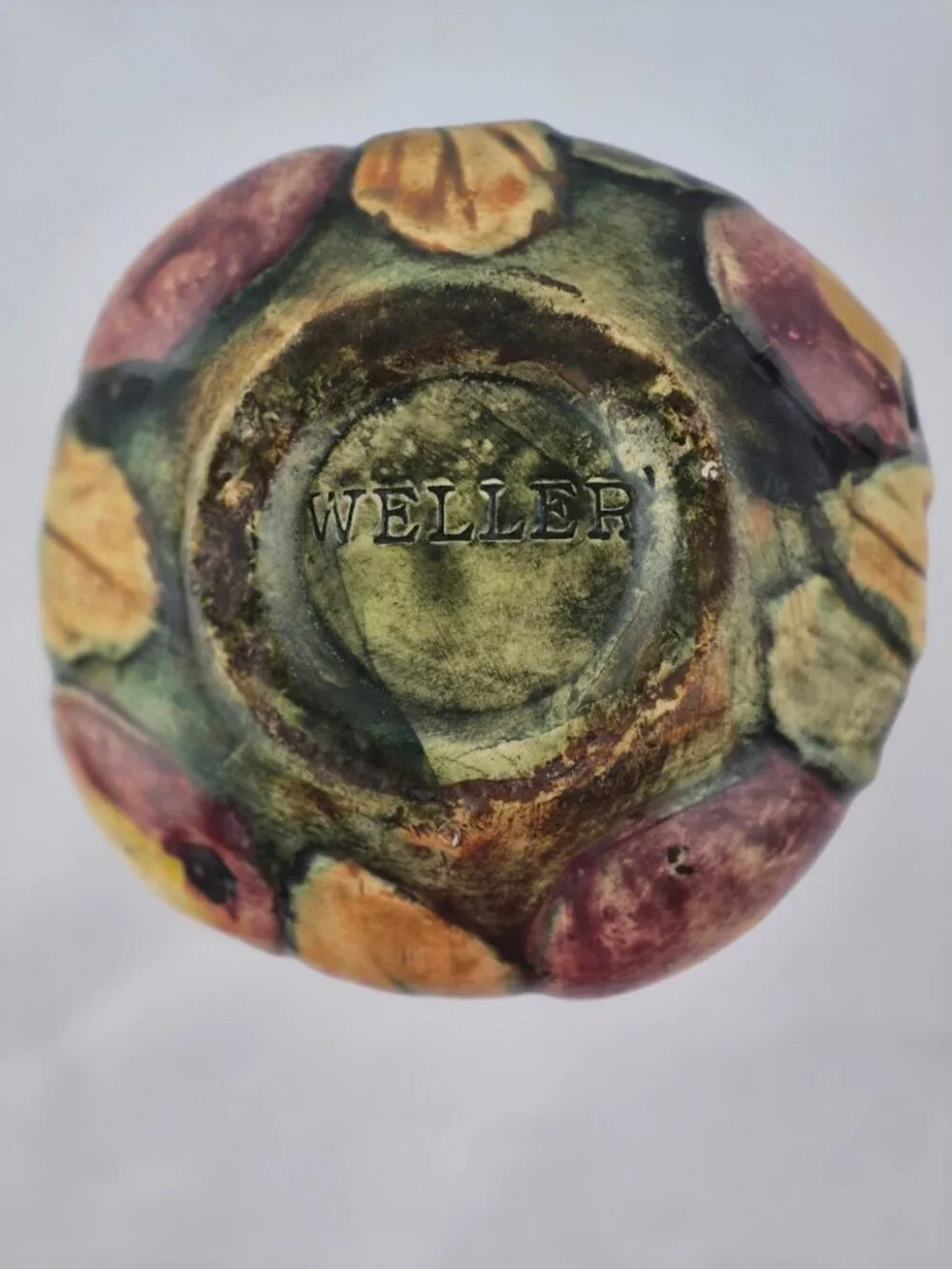 Vintage Weller Baldin Apple Bud Vase Sculpted Marked  WELLER on Bottom